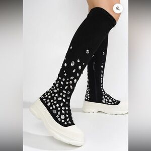 •CAPE ROBBIN• “Reesy” Chunky Sole Rhinestone Gem Sock Boot/Sneakers >> NIB
